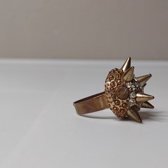 Very Cool Metal Spike And Rhinestone Ring Size 7.5 - Picture 5 of 13